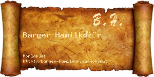 Barger Hamilkár névjegykártya